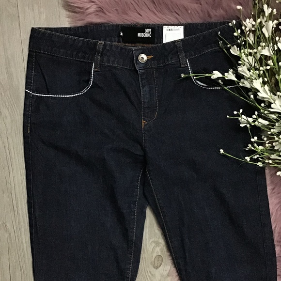 Moschino Denim - Love Moschino Straight Leg Dark Wash Long Jeans